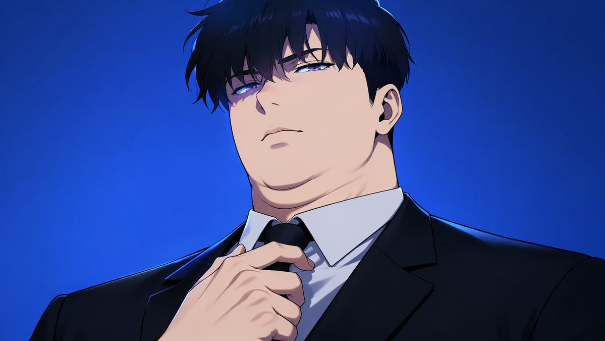 Hombre con estilo Manhwa ajustándose la corbata