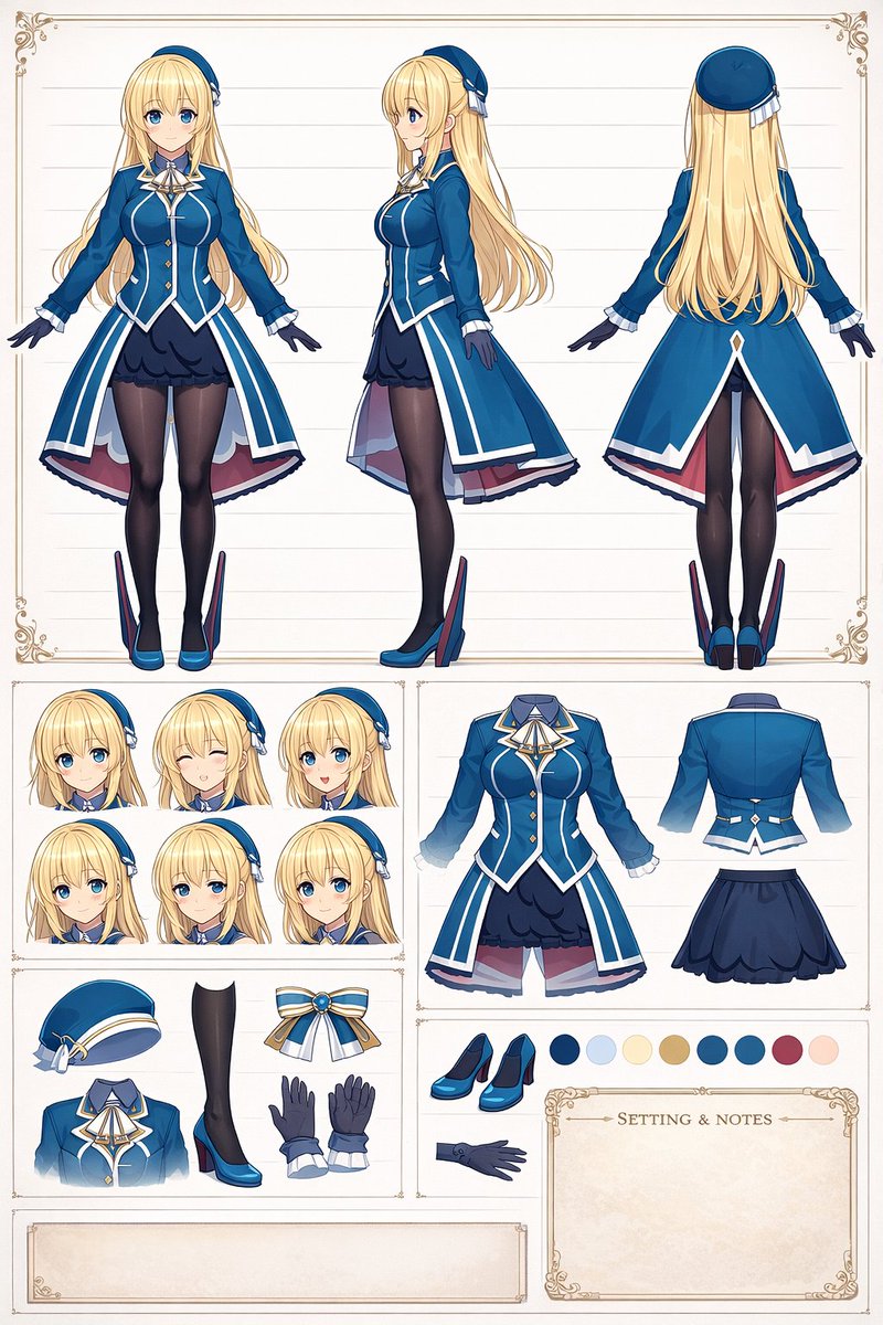 Anime Charakter-Design Referenzblatt