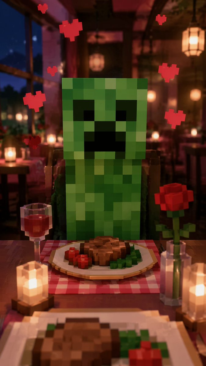 Kencan Makan Malam Voxel Romantis