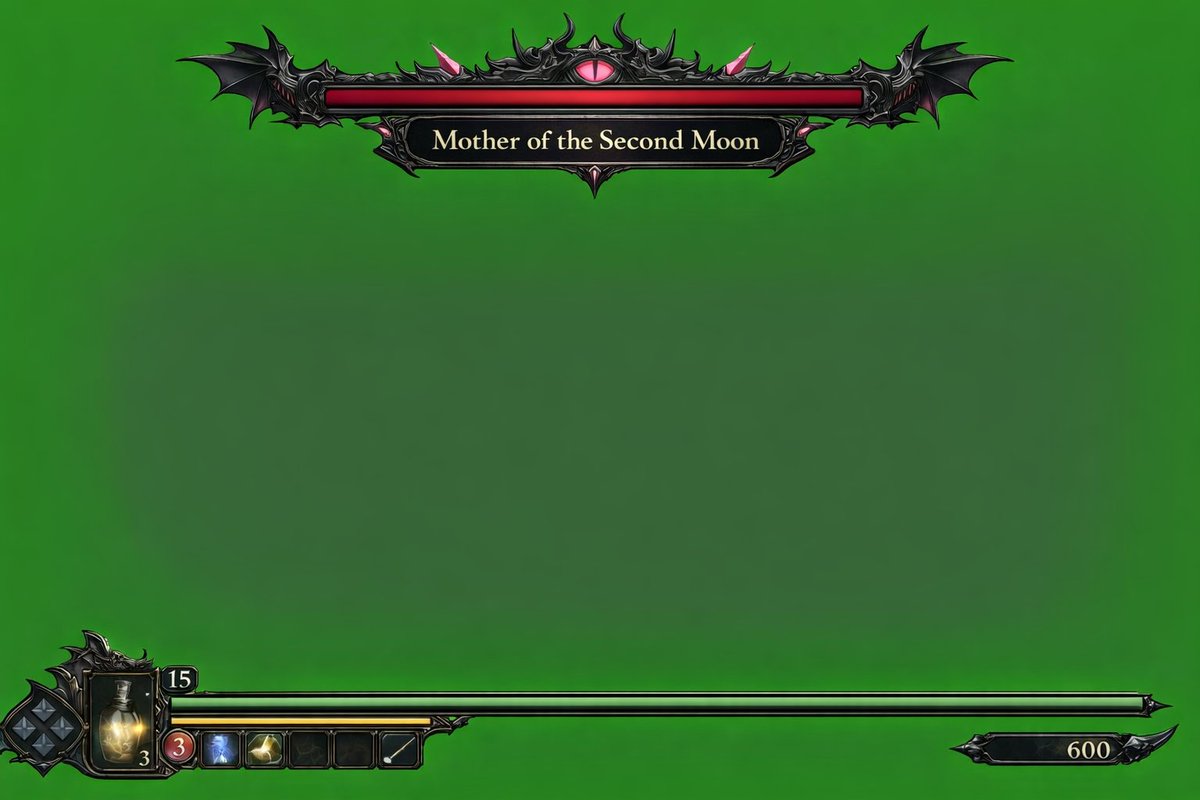 HUD Gioco Dark Fantasy su Schermo Verde