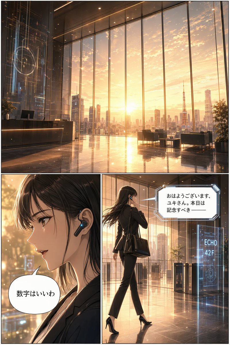 Página de Manga de 3 Paneles Corporativa Futurista
