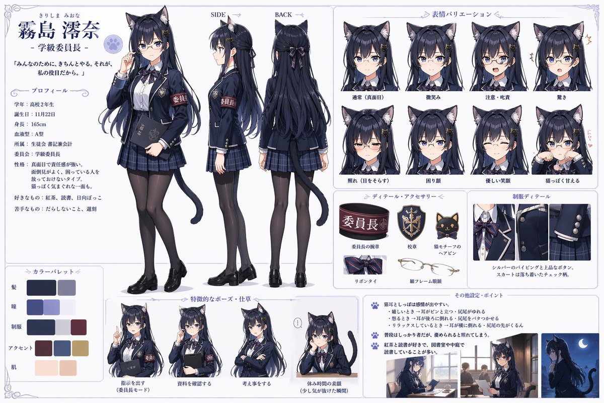 ورقة مرجعية لطالبة Catgirl في مجلس الطلاب