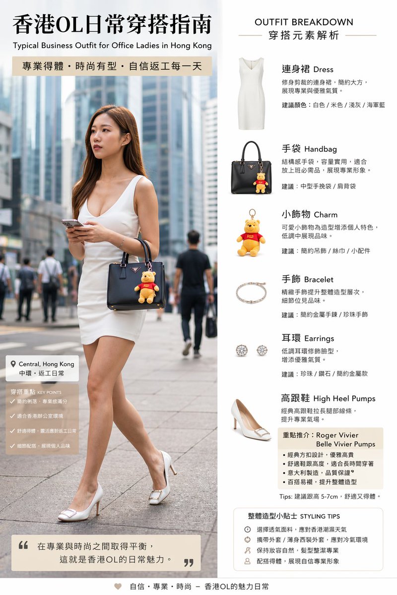 Infografis Pakaian Wanita Kantor Hong Kong
