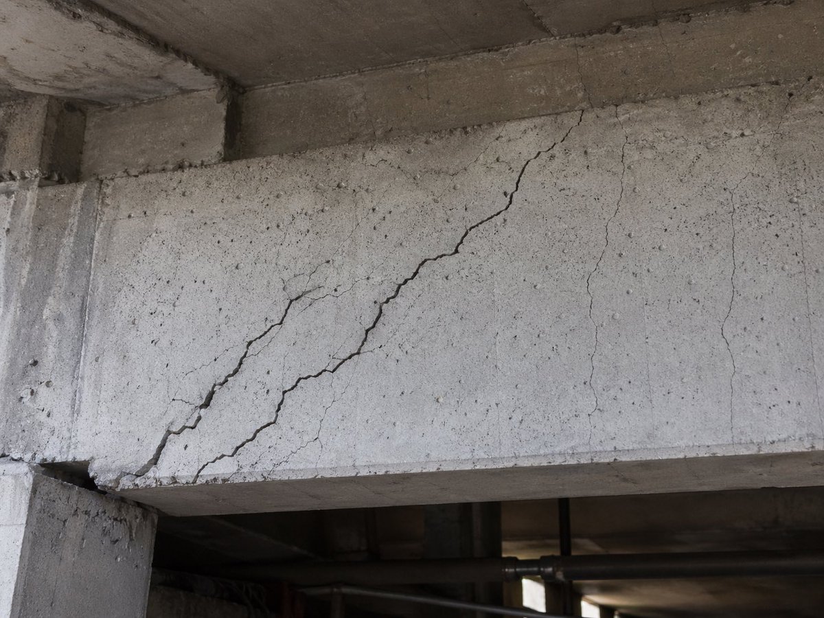 Poutre en béton fissurée réaliste