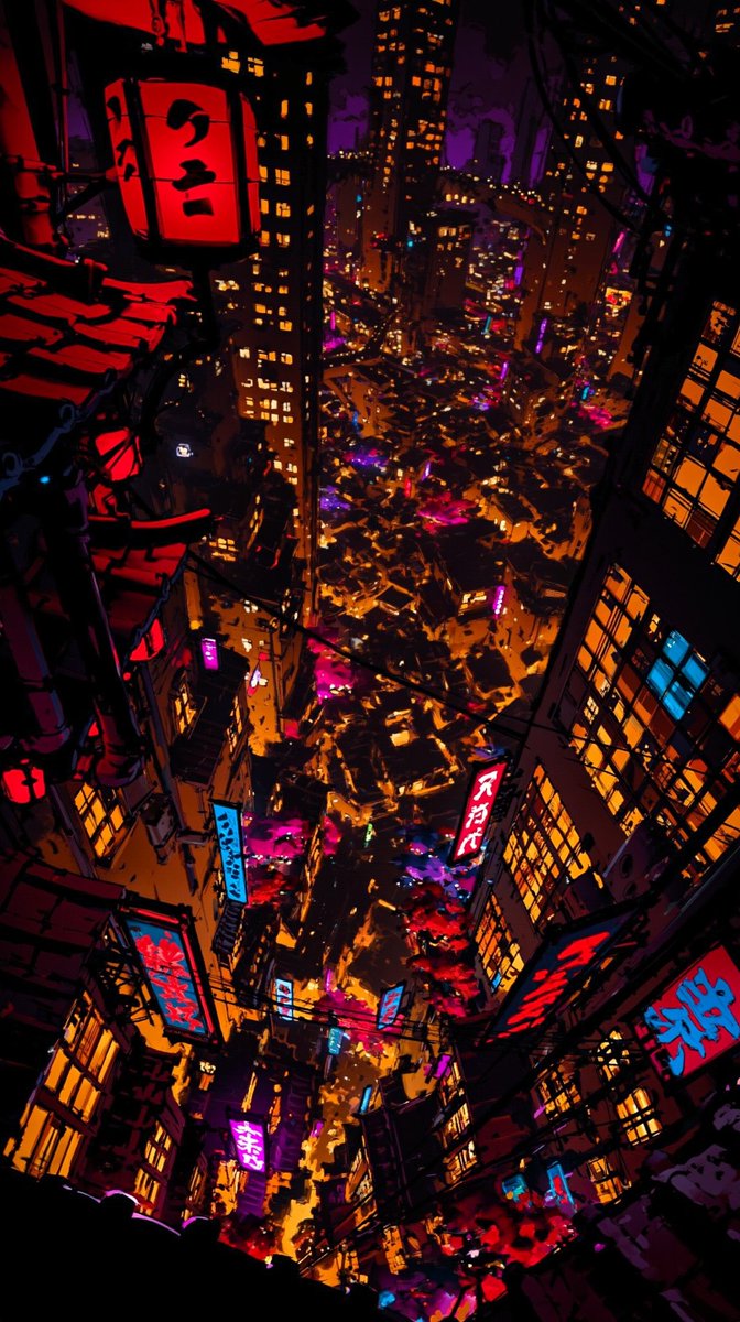 Panoramica Surreale Megalopoli Giapponese Neon