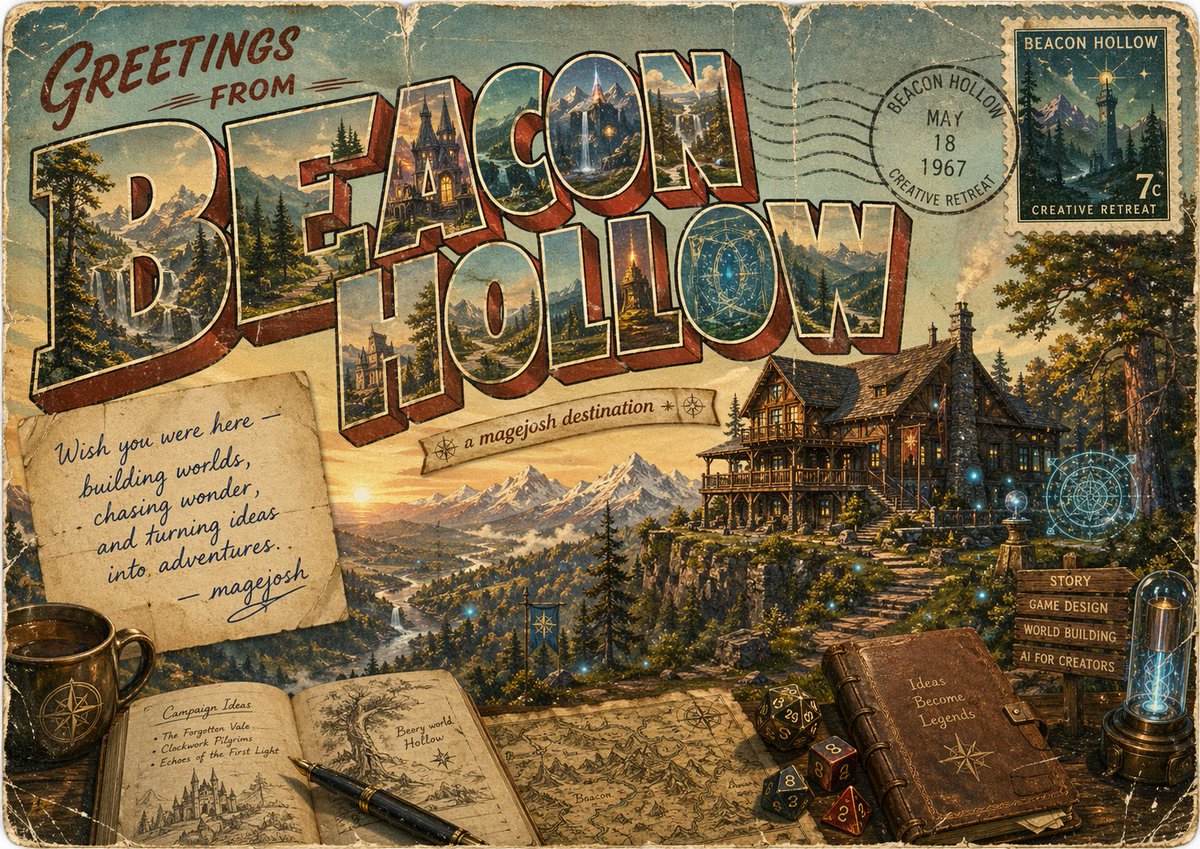 Cartolina Vintage Fantasy di Beacon Hollow
