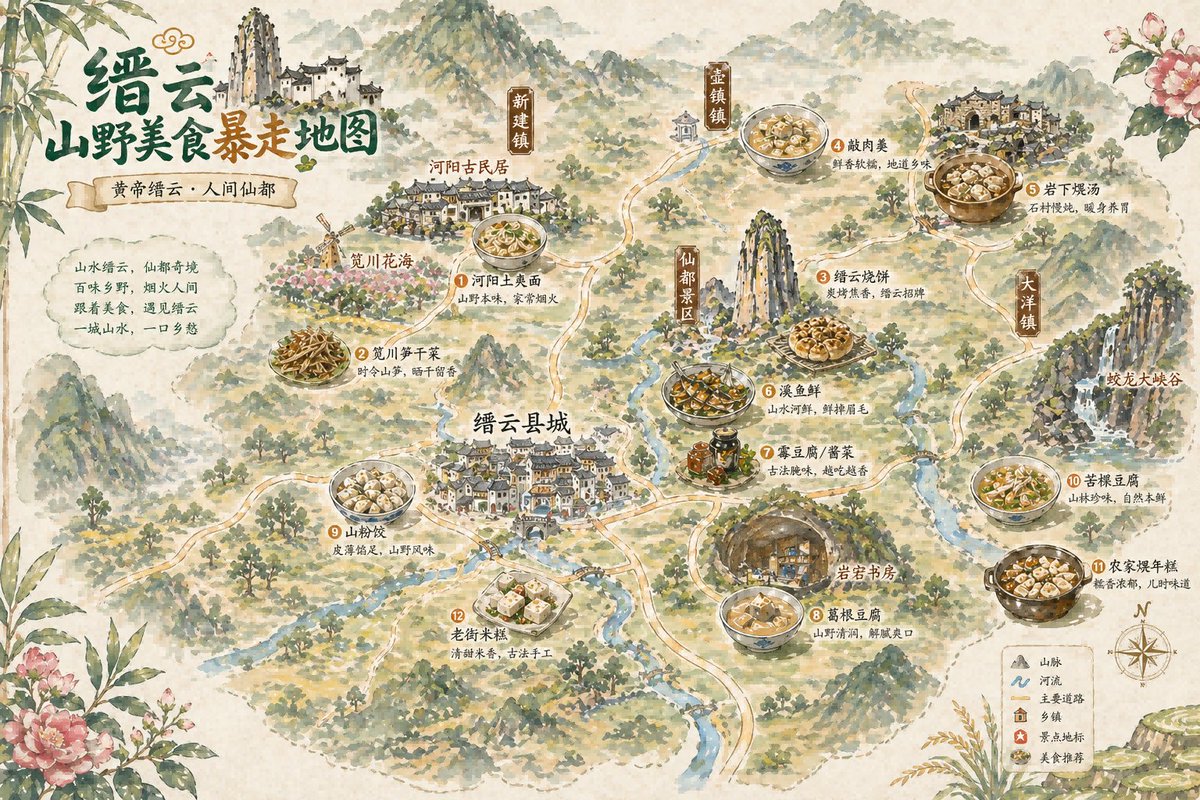 Poster Mappa Cibo Cinese Vintage