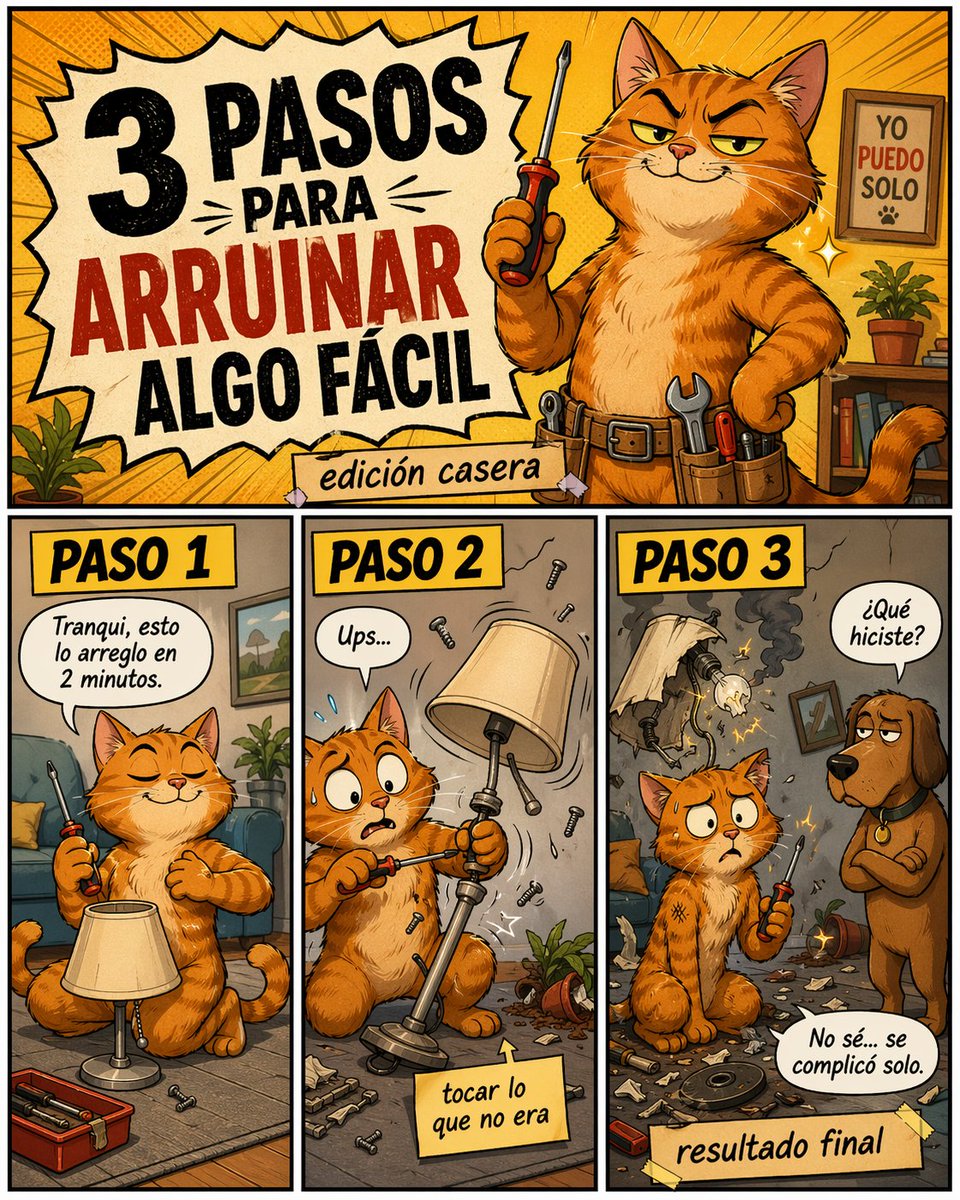 Lustiger DIY-Katzen-Comic-Unfall