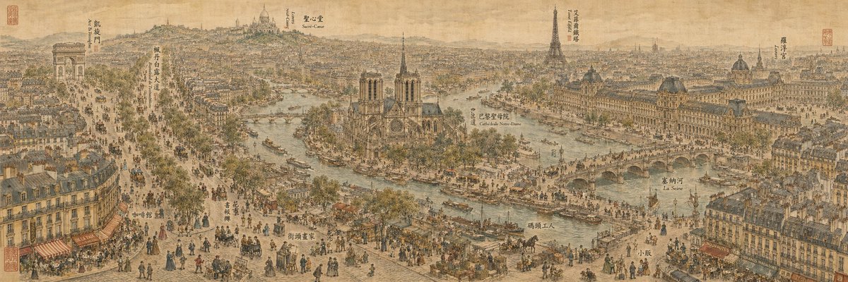 Parigi del XIX Secolo in Stile Inchiostro Cinese