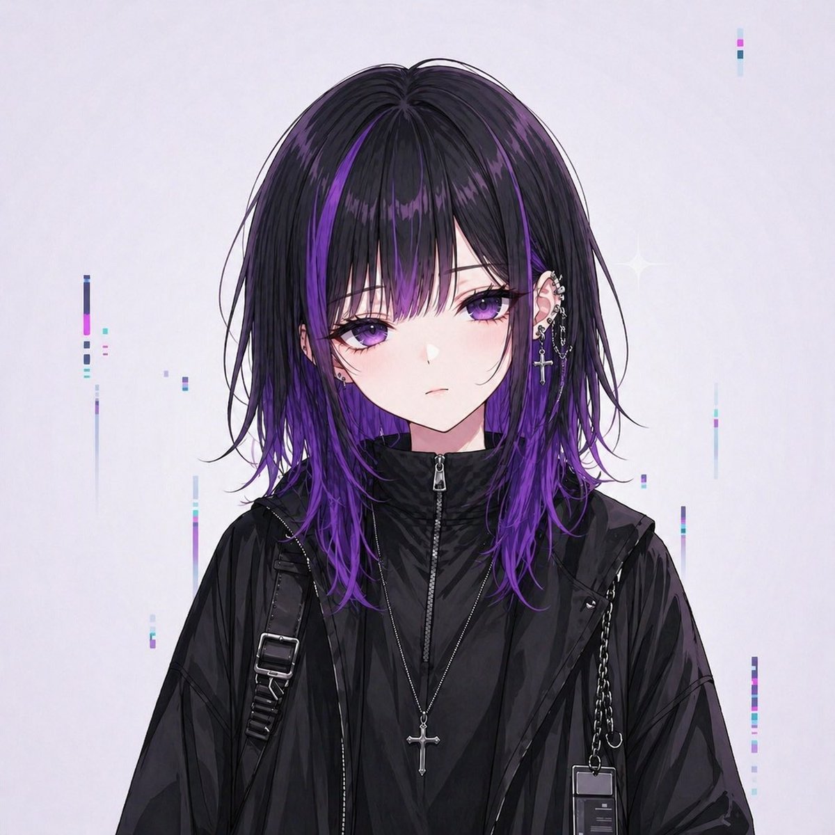 Goth Sokak Giyimi Anime İkon Portresi