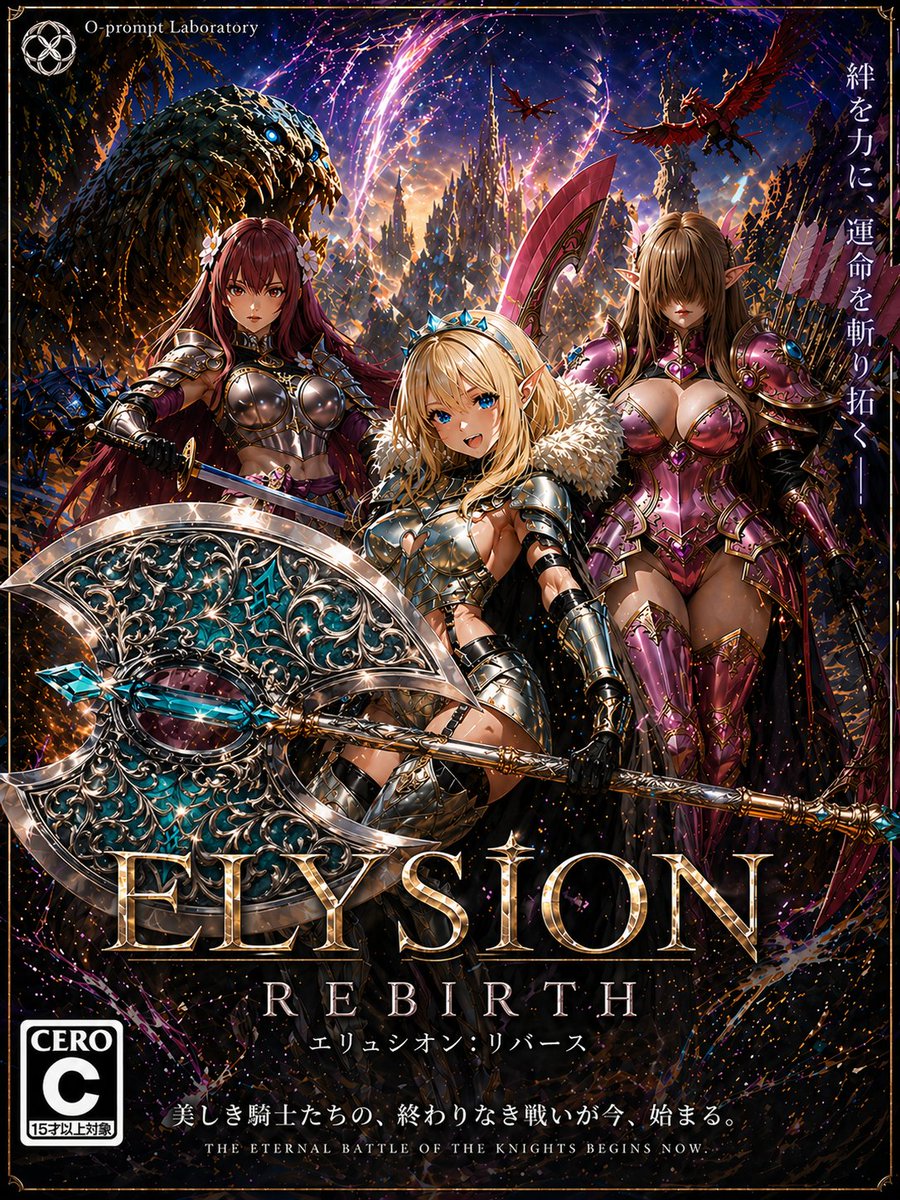 Copertina di Gioco RPG Fantasy con Tre Donne Cavaliere