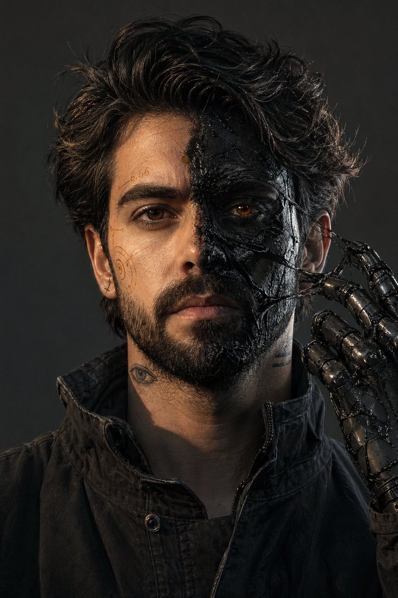 Portrait surréaliste divisé par résine