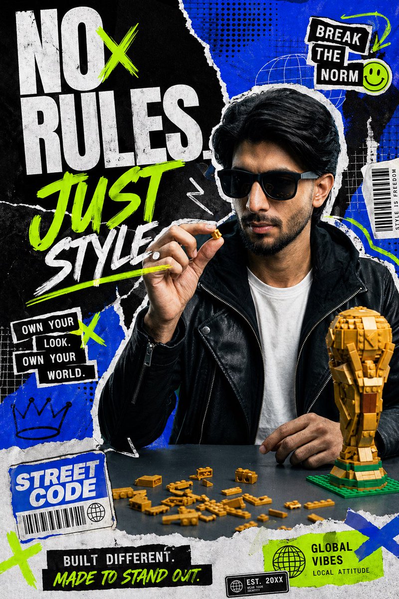 Streetwear-Collage-Poster mit Goldbarren