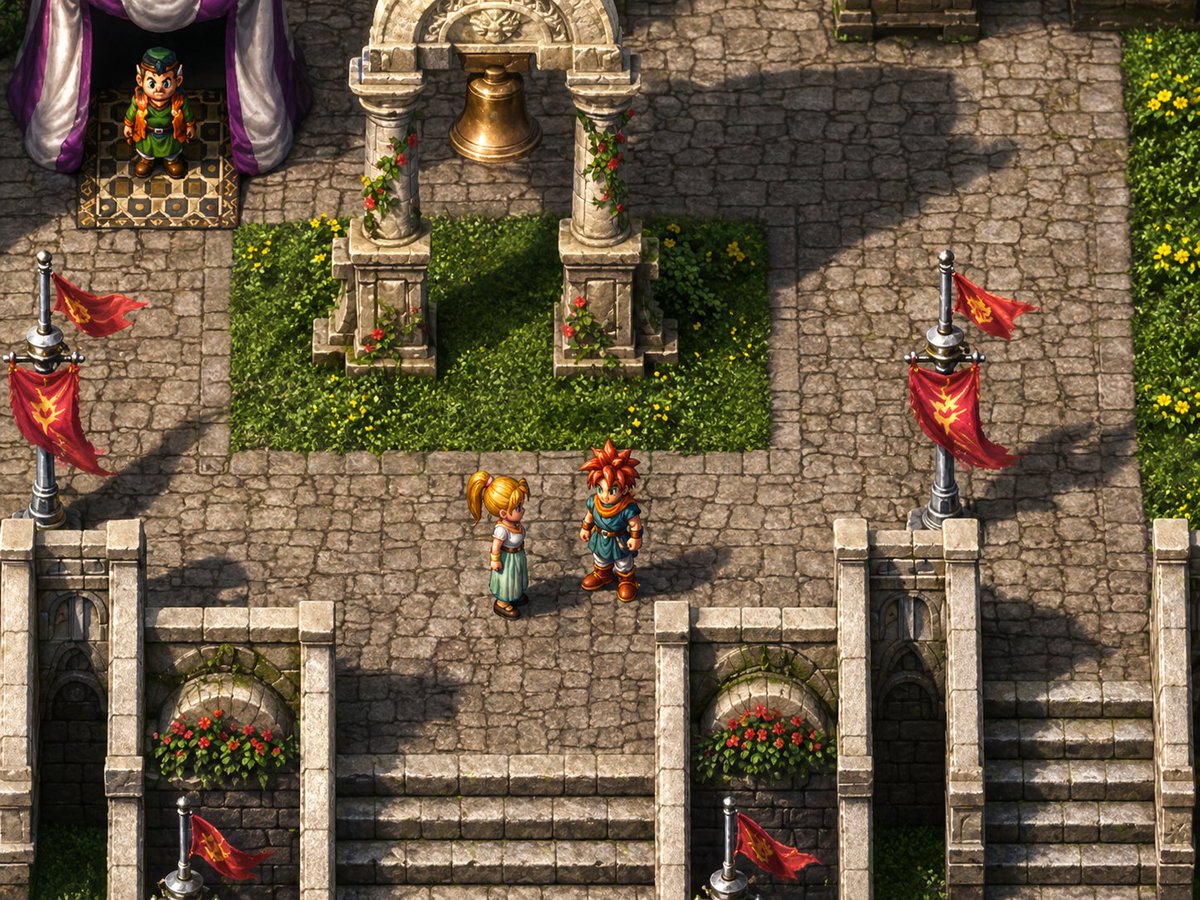 İzometrik JRPG Kasaba Meydanı Sahnesi