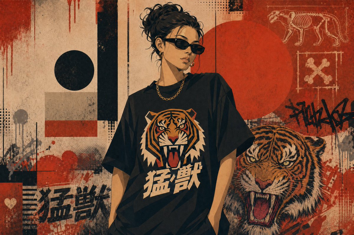 Poster Streetwear Tigre Grunge (1/2)