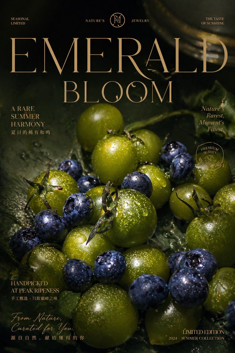Poster Frutta Fioritura Smeraldo di Lusso