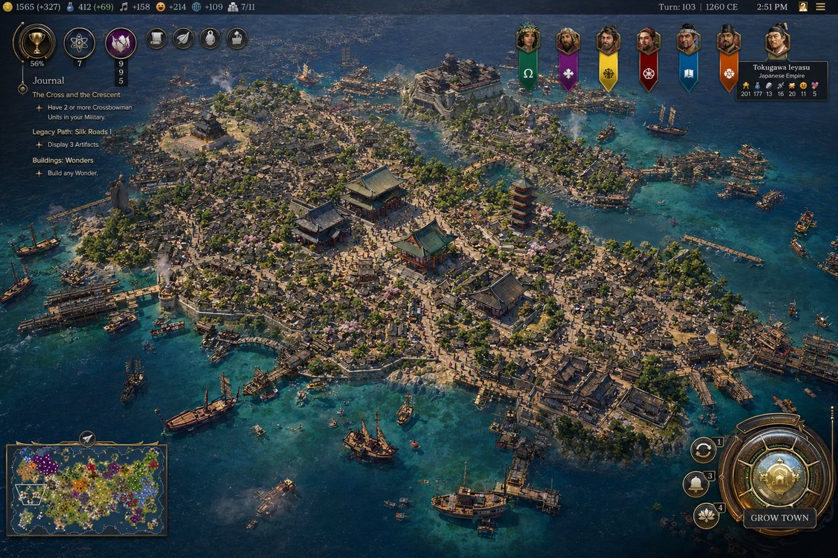 مدينة جزيرة يابانية بأسلوب Civilization