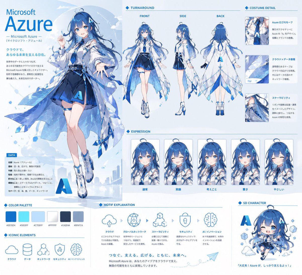 Azure Anime Maskottchen Referenzbogen