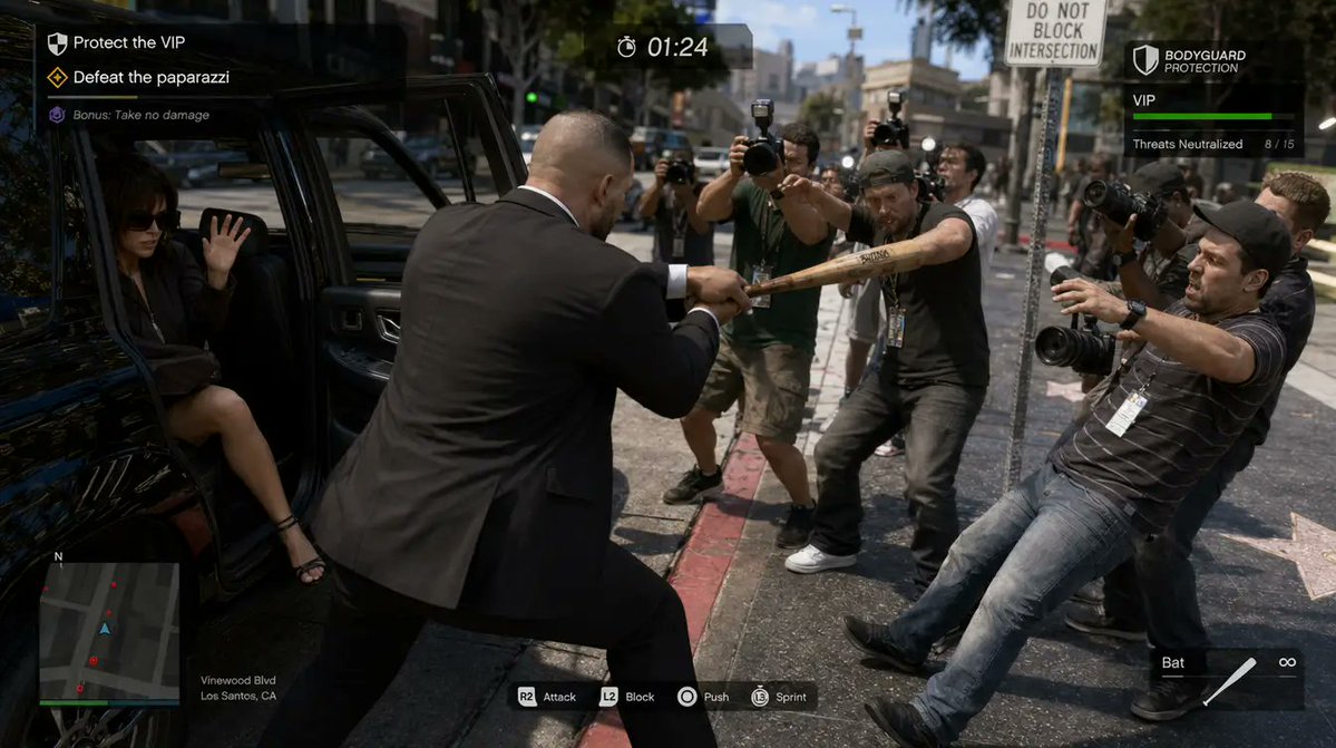 Escena de juego 3D con guardaespaldas