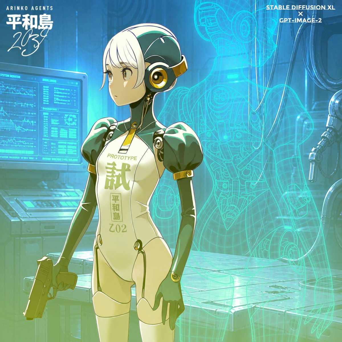Pôster de Laboratório de Agente Androide de Anime