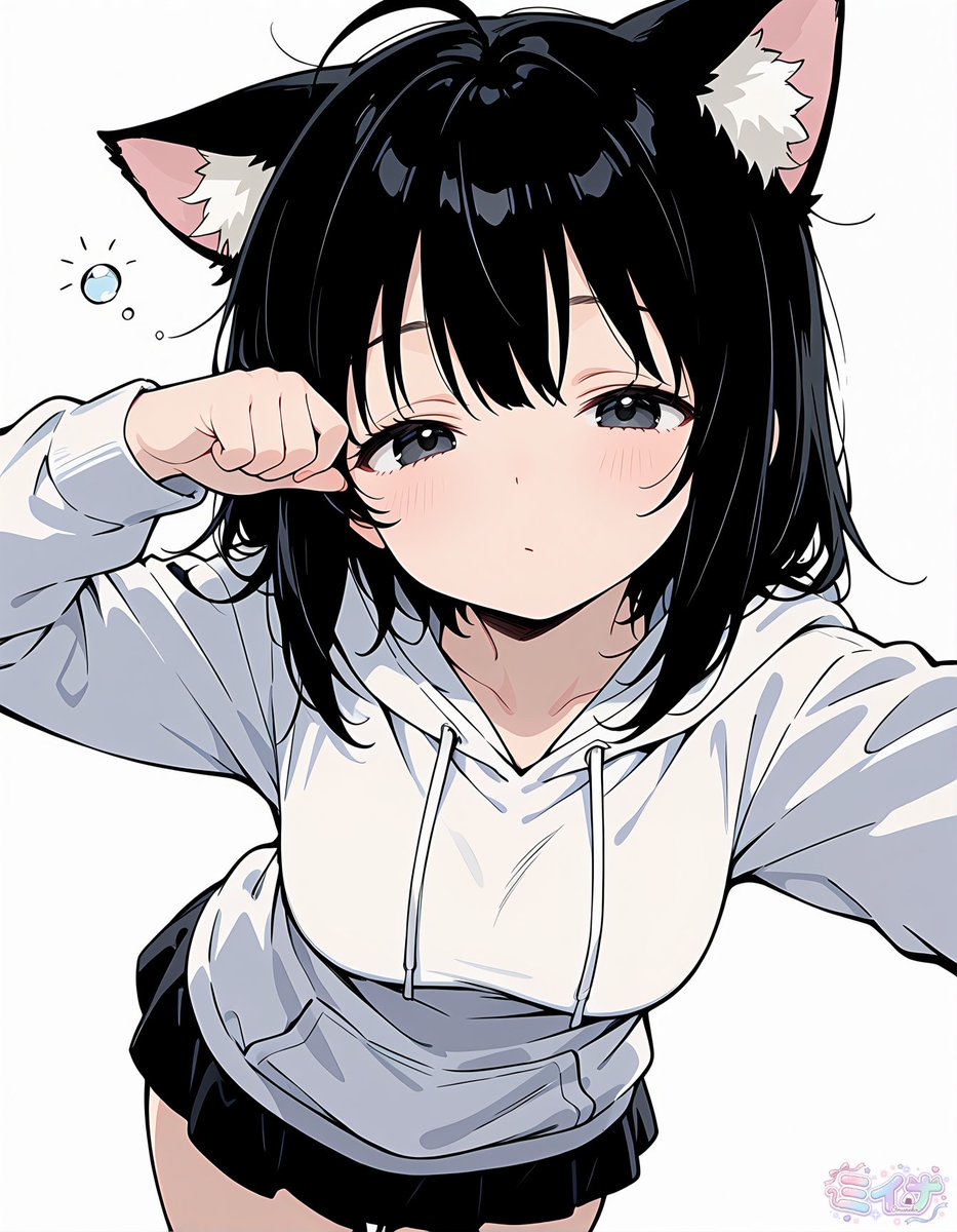 Gadis Anime Bertelinga Kucing Mengantuk