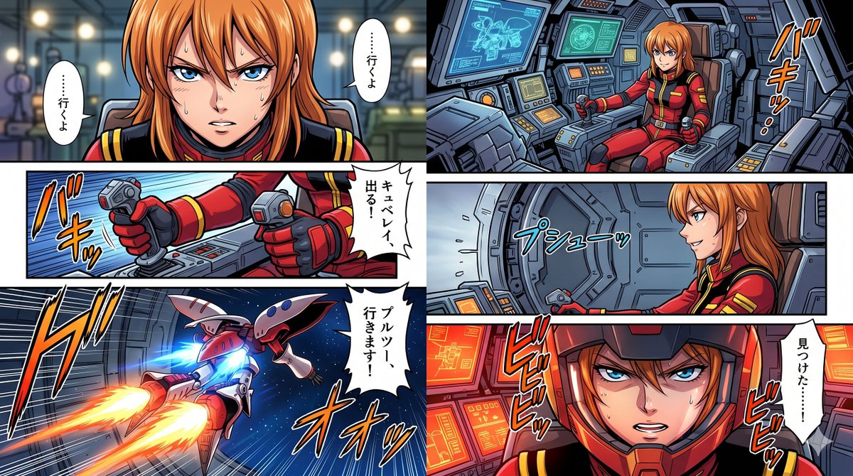 Manga de Seis Paneles de Piloto de Mecha