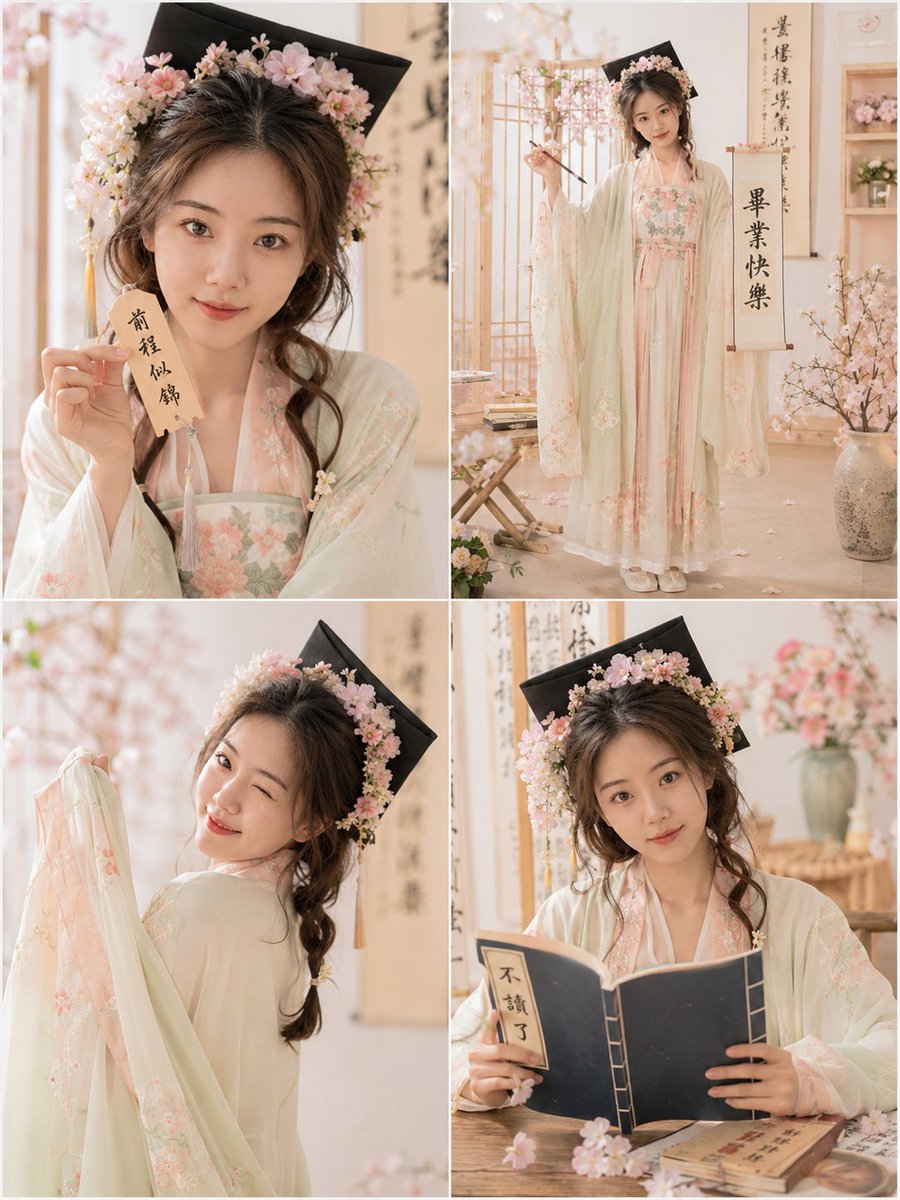 Eğlenceli Hanfu Mezuniyet Fotoğrafı Izgarası