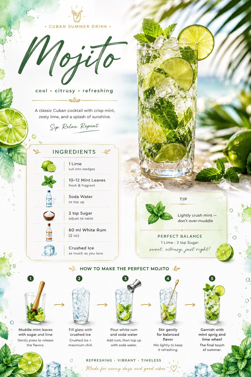 Carte de Recette Mojito Moderne