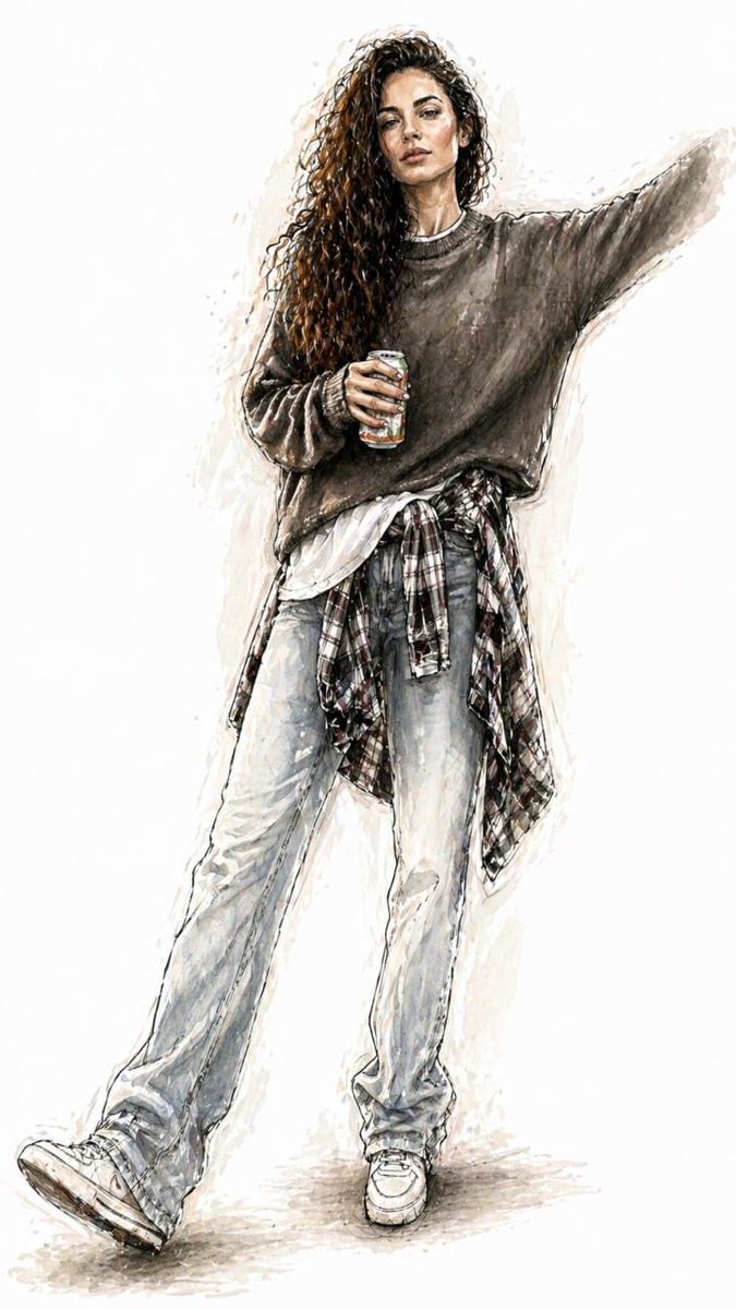 Watercolor Fashion Illustration Sketch (1/4)
