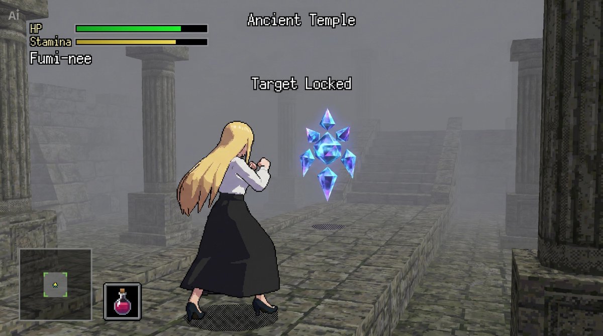 Prompt de RPG de Ação Low Poly de 32 bits
