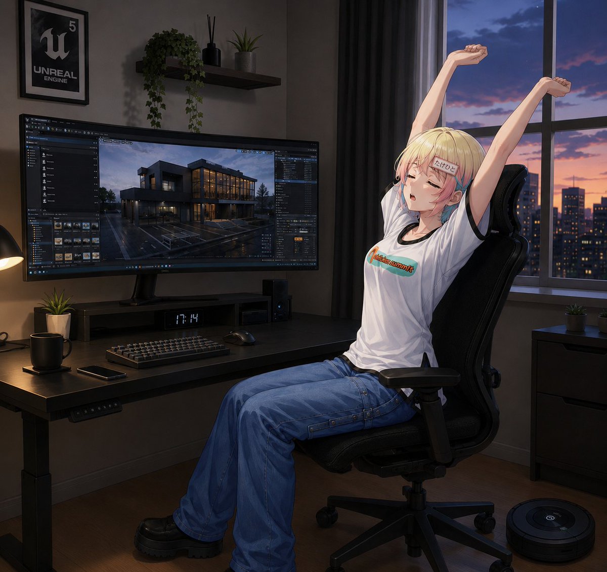 Anime Developer Room Stretching Pose (1/2)