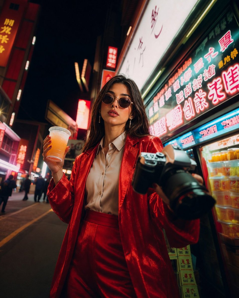 Siberpunk Neon Gece Hayatı Editoryal Çekimi