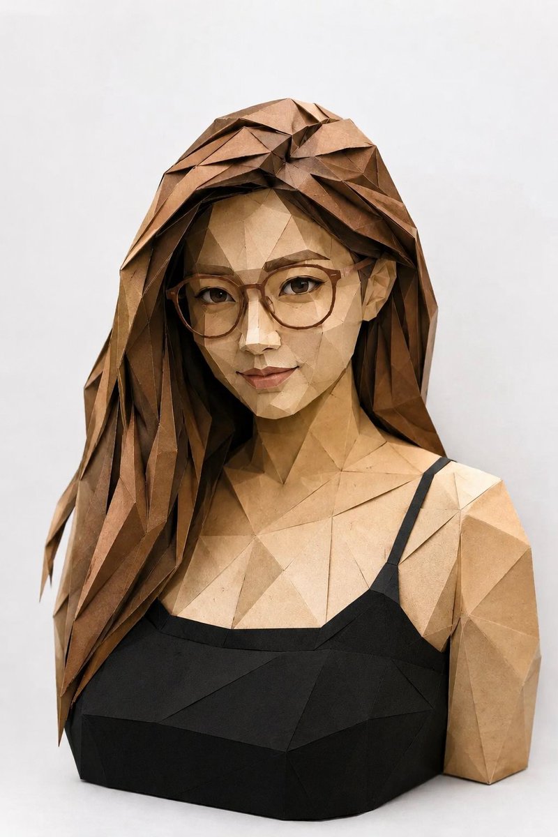 Portrait Papier Découpé Origami Faible Poly (1/2)