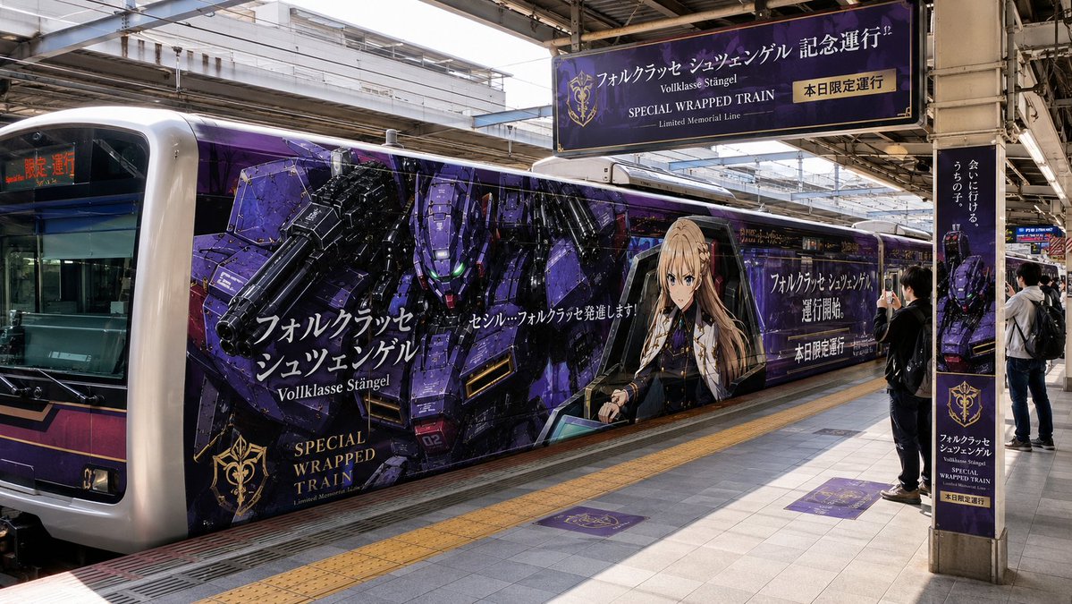 Treno Rivestito Mecha Anime alla Stazione