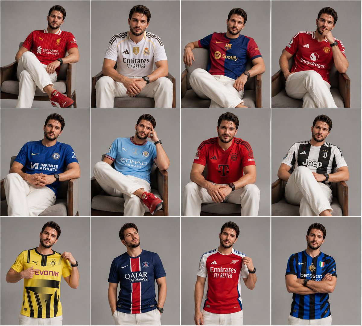 Collage Grille Maillots de Football