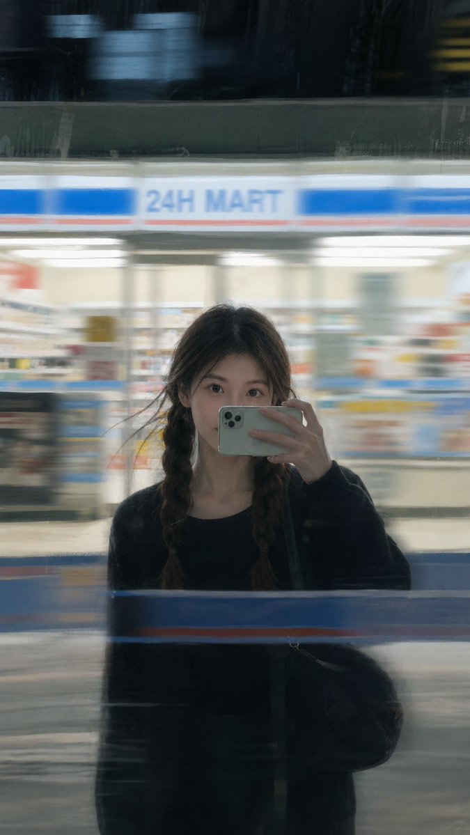 Selfie Riflesso Finestra Notturna Oscura