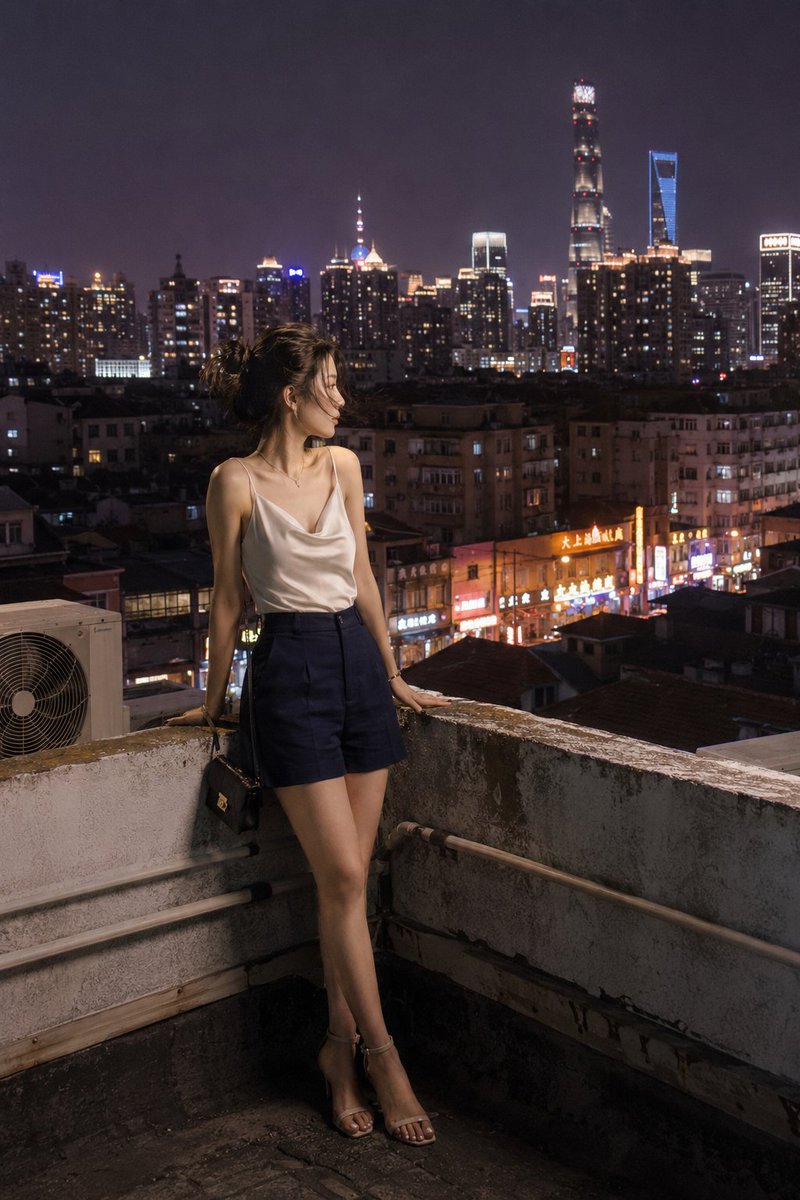 Ritratto Notturno Rooftop Shikumen Shanghai (1/2)