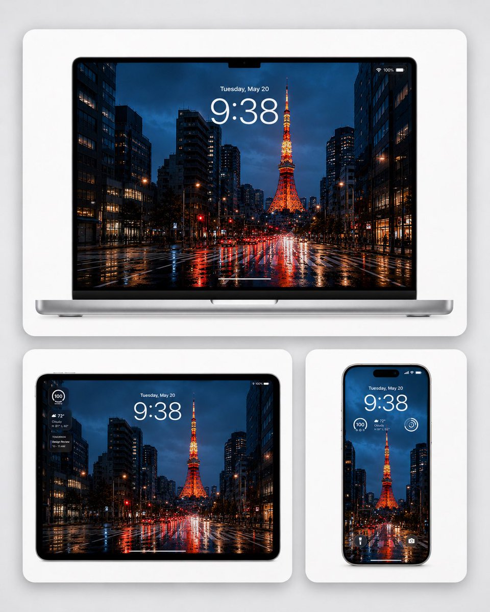Rainy Tokyo Tower Device Mockup (1/3)