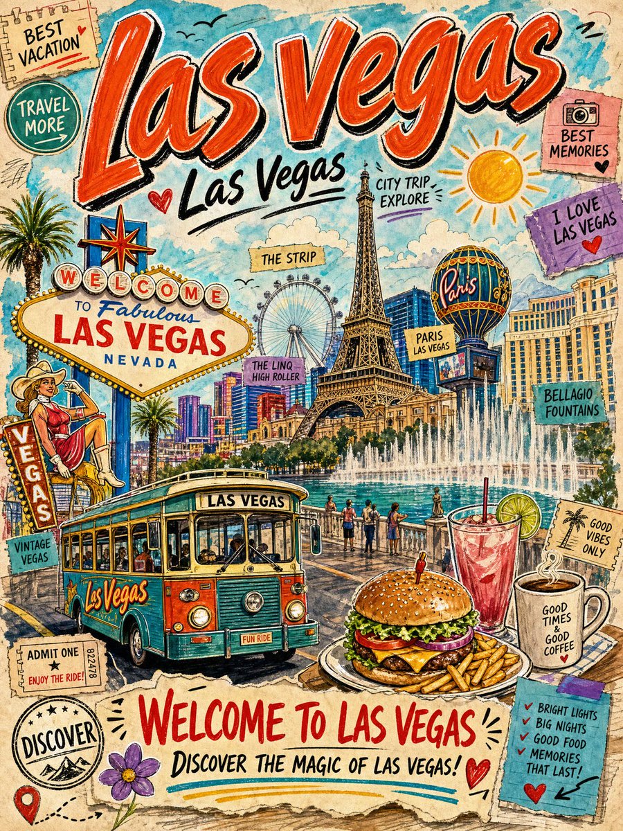 Vintage Las Vegas Seyahat Kolajı