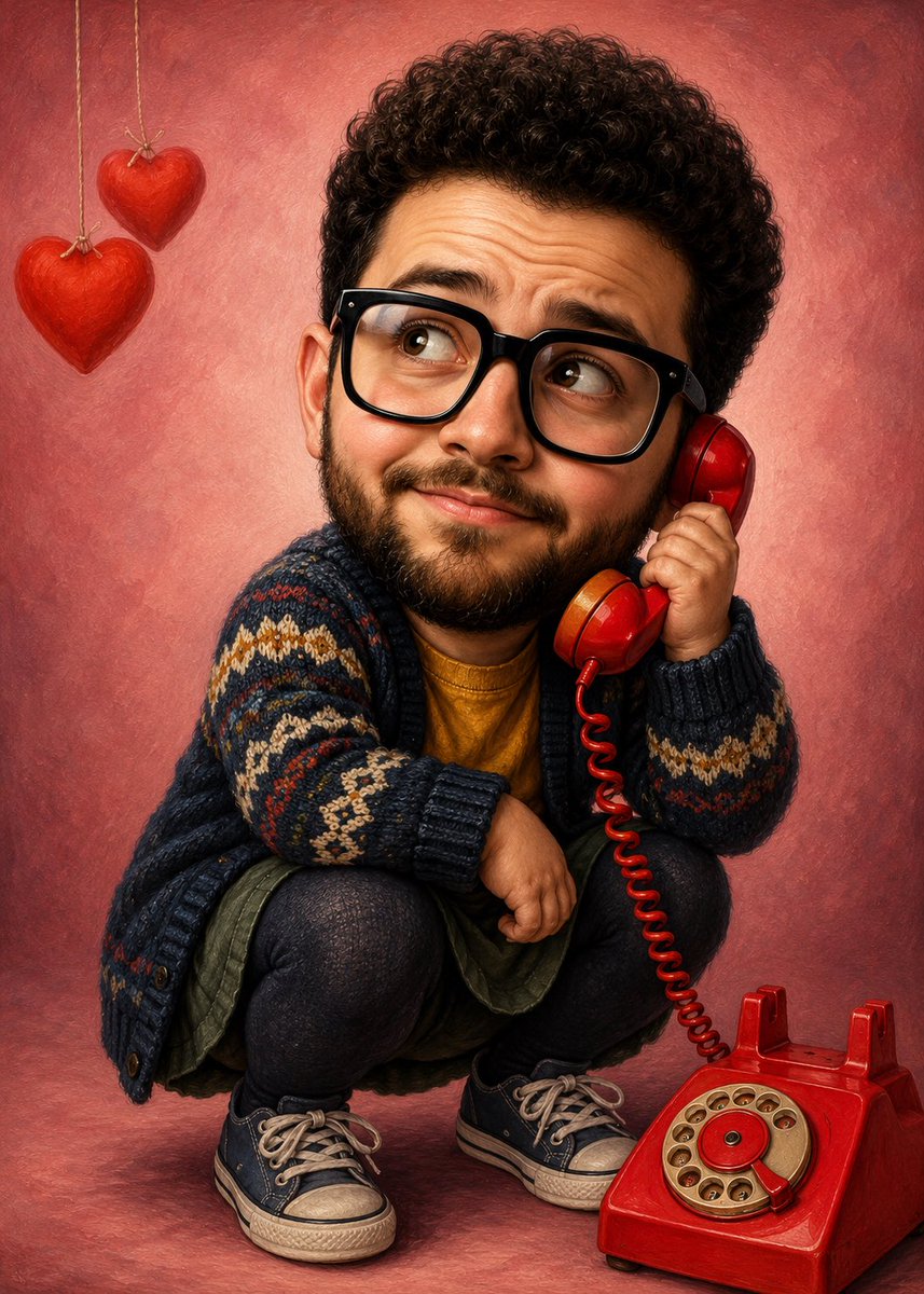 Peinture à l'huile caricature fil rouge (1/2)