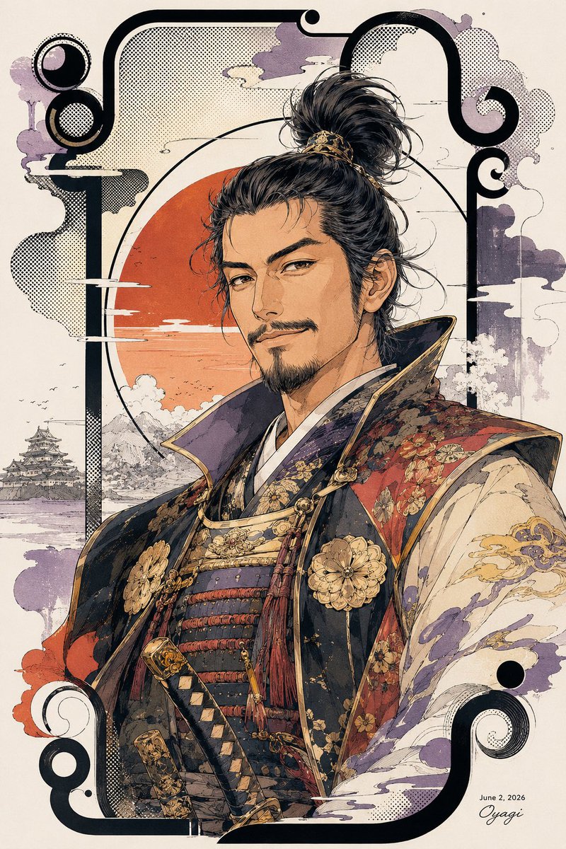 Stilisierter Nobunaga Ukiyo-e Porträt