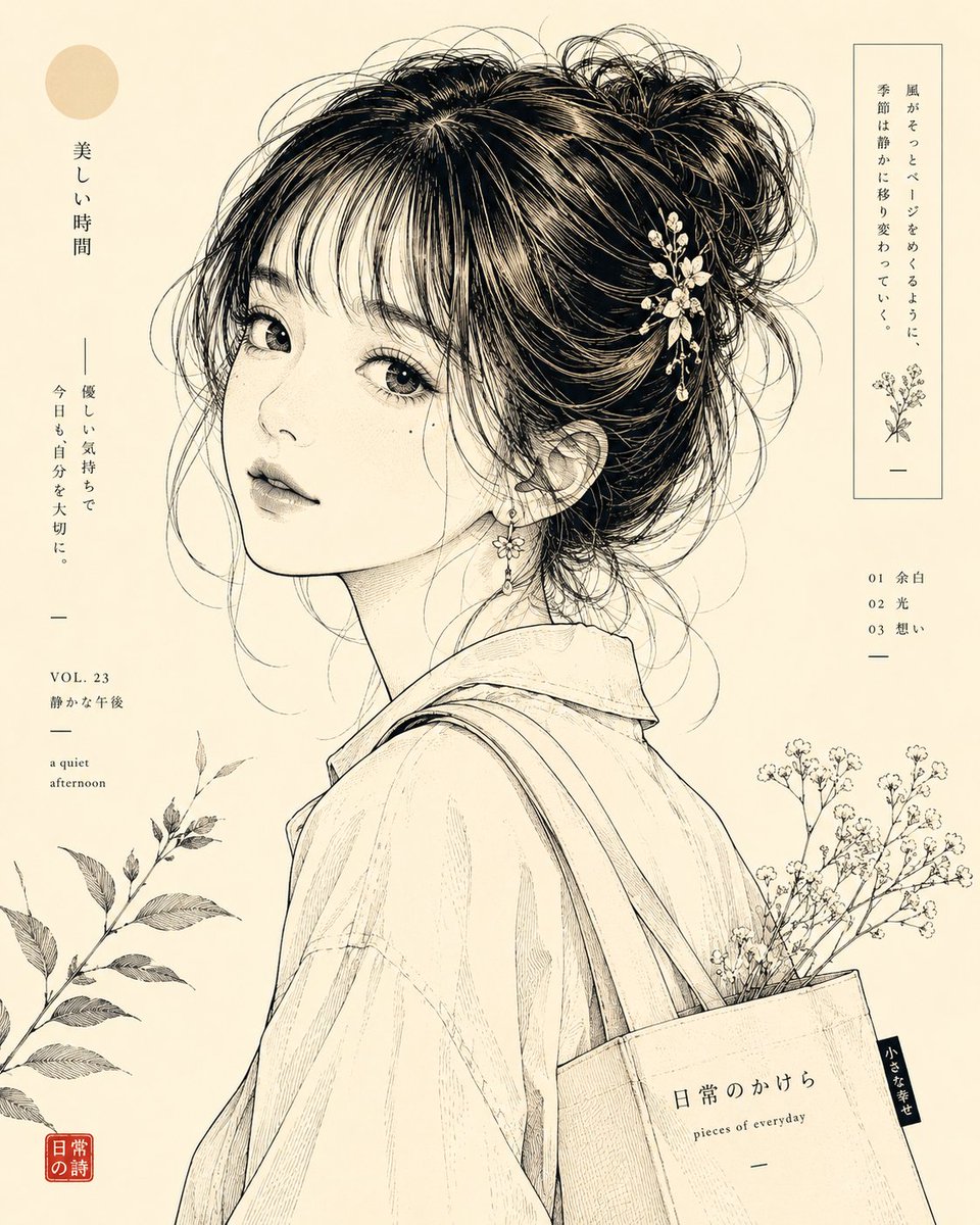 Japanese Line-Art Portrait Illustration (1/2)