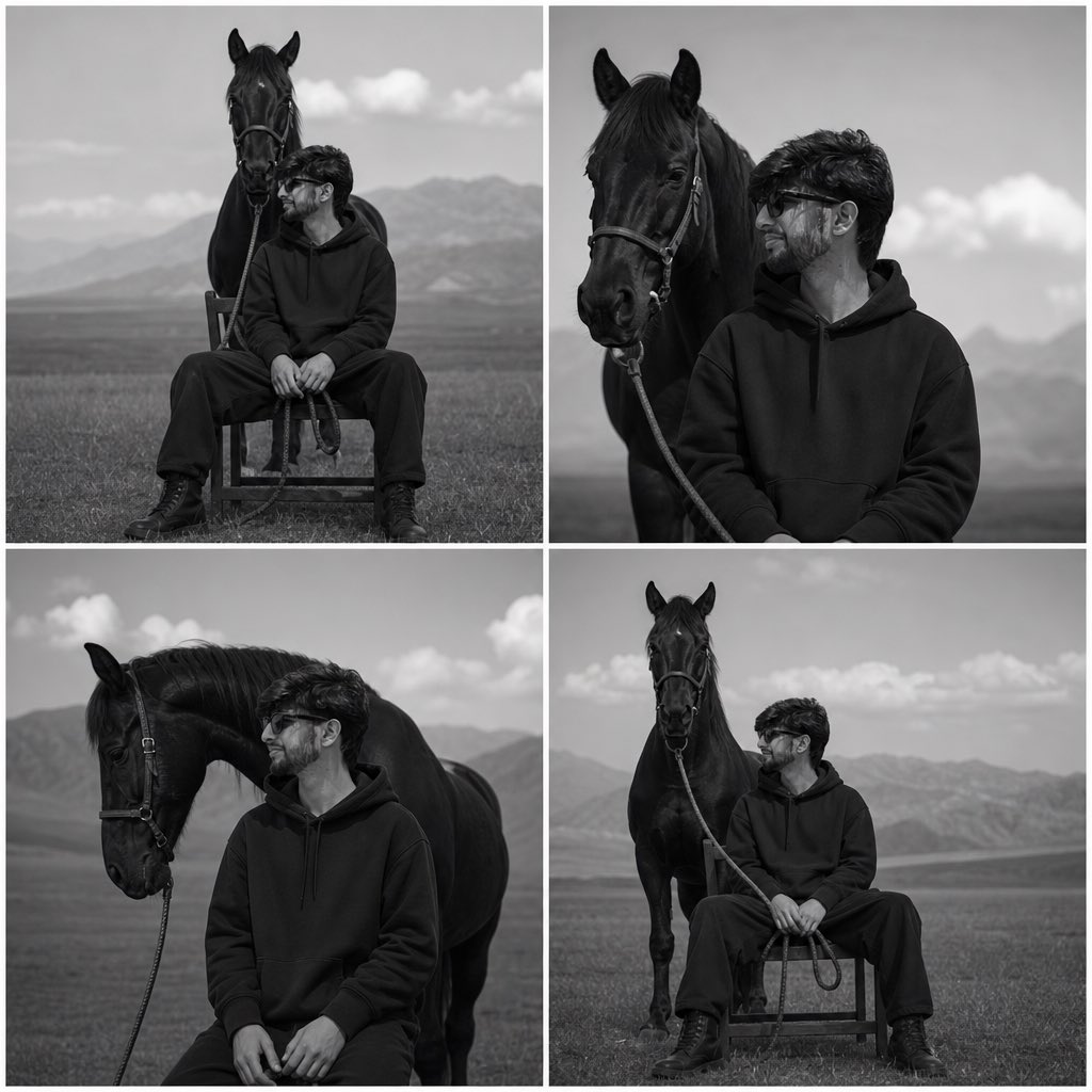 Monochromes Pferde-Feld-Porträt