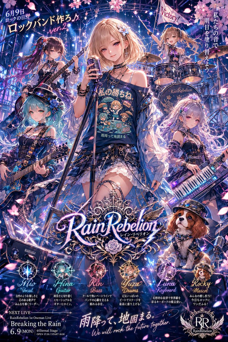 Póster de Concierto de Banda de Rock de Anime