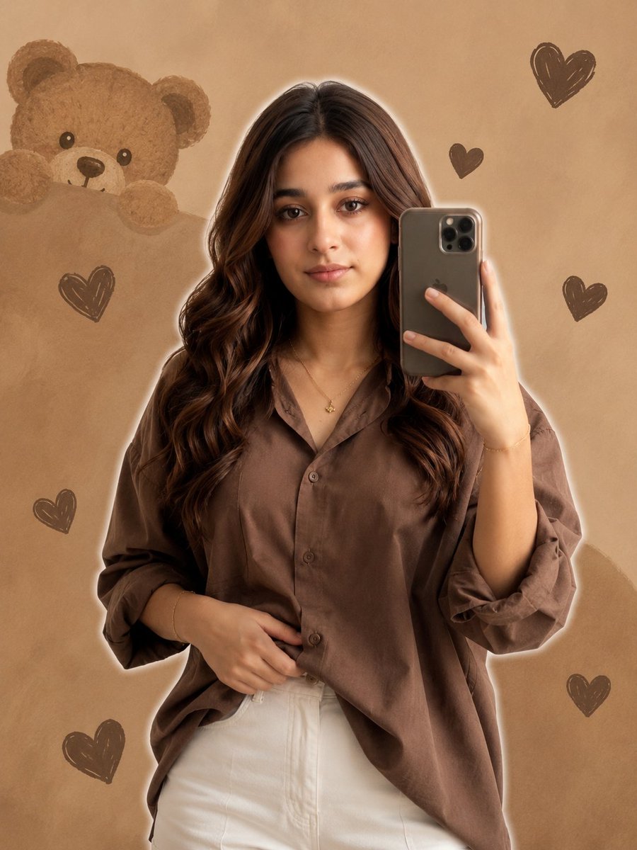 Selfie realistico di ragazza allo specchio