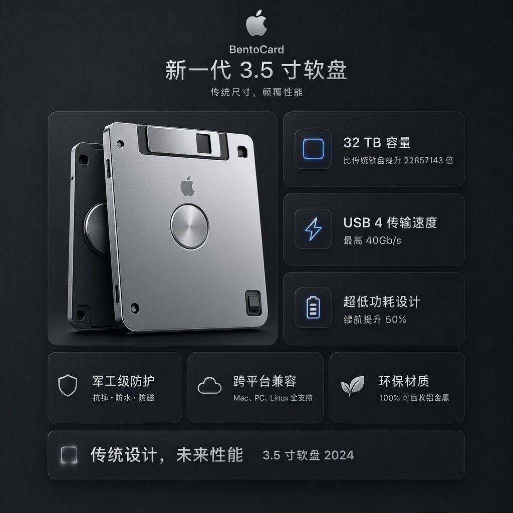 Annuncio Floppy BentoCard Futuristico