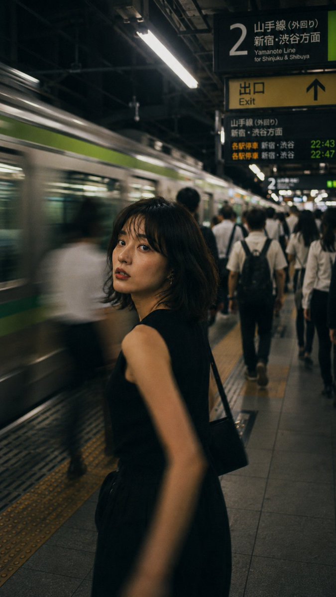 Ritratto Snap Notturno Stazione Giapponese