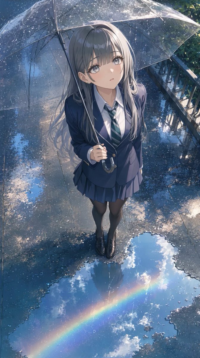 Ragazza Anime Sotto Ombrello Trasparente