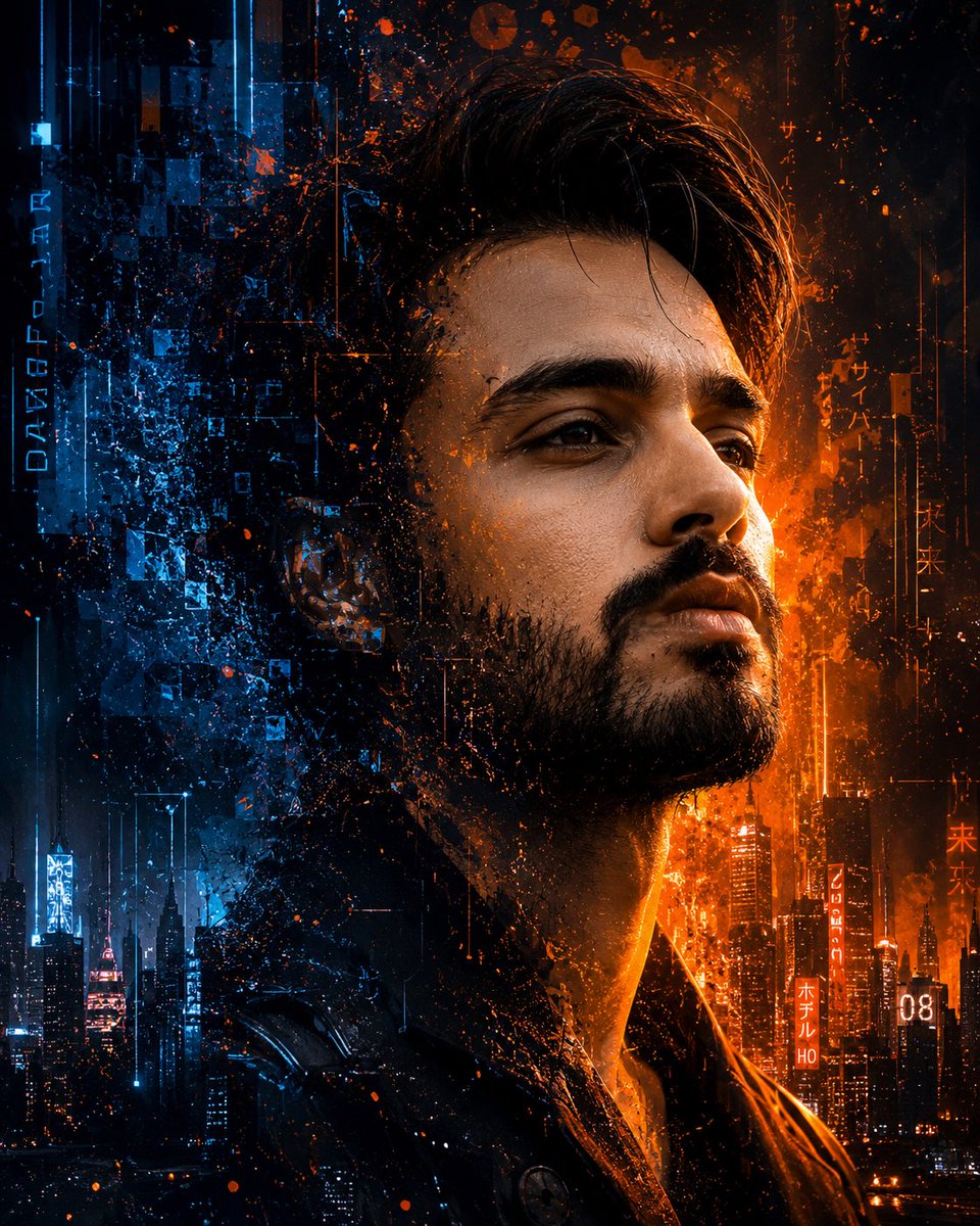 Portrait Côté Profil Cyberpunk Futuriste