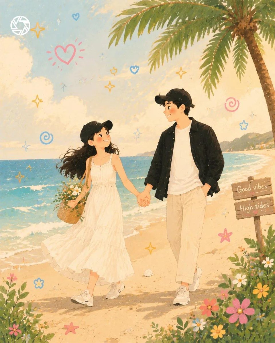 Whimsical Pastel Romantic Couple Illustration (1/3)